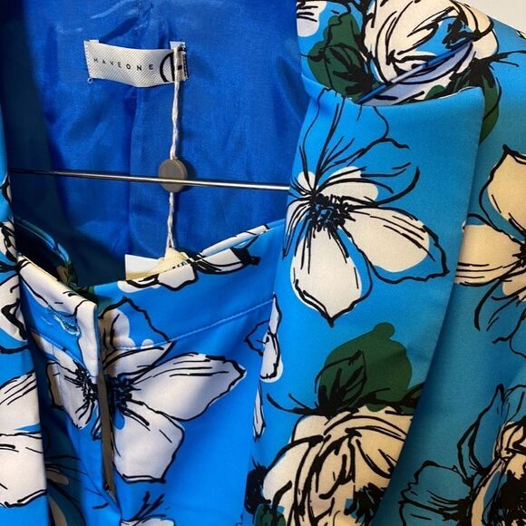Haveone. Blue floral suit. Jacket with pants - Picture 10 of 10